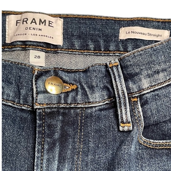 FRAME Le Nouveau Straight Split Hem Jeans Women's Size 28 Fisher Beach Denim - Picture 3 of 11